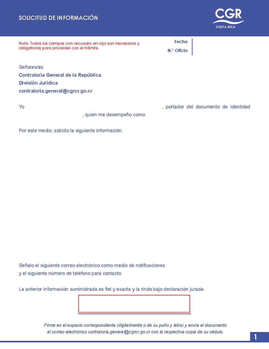 Documento de solicitud: Solicitud de información