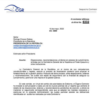 Nota para Presidencia