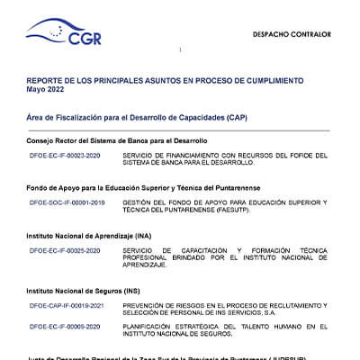 Principales asuntos en seguimiento