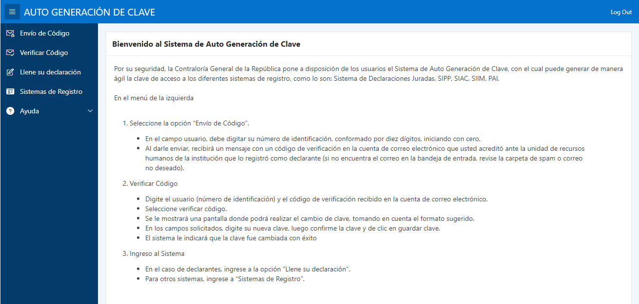 Sistema de autogeneración de claves