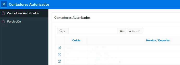 Ingreso al registro actual de Contadores Autorizados