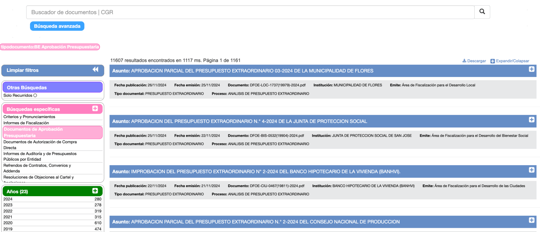 Documentos de Aprobación Presupuestaria
