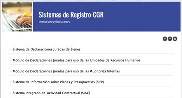 Ver la página denominada: Sistemas de Registro CGR